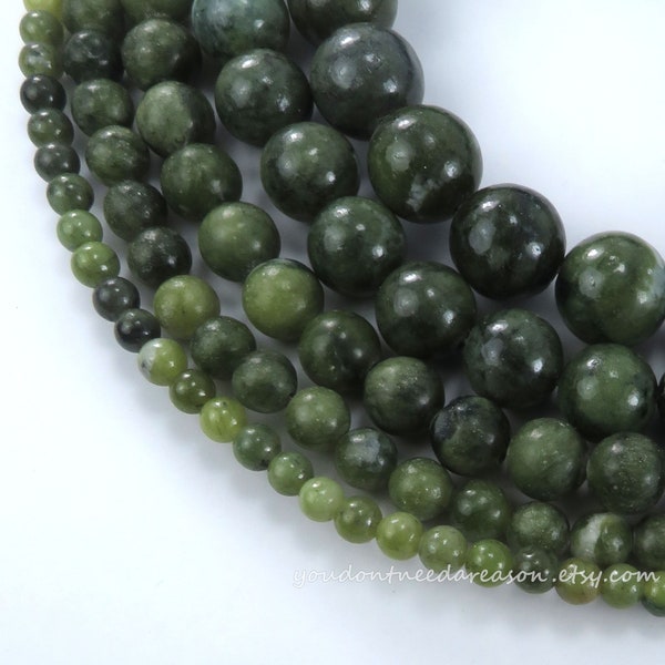 Round Green Taiwan Jade Beads | Natural Smooth Round Gemstone Beads | Green Gemstone Beads | Green Jade Beads 4mm 6mm 8mm 10mm 12mm