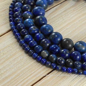 Natural Lapis Lazuli Beads: Round Blue Gemstone Beads (4mm-10mm)
