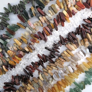 Natural Gemstone Chip Beads: 15" Strand - Ruby Zoisite, Agate, Jasper