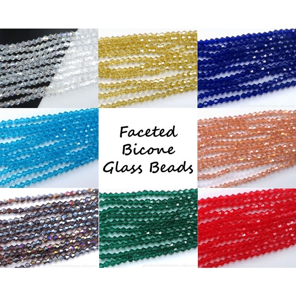 6mm Glass/Crystal Faceted Bicone Beads for Jewelry Making | Multi Colored Beads for Jewelry Making | Faceted Beads