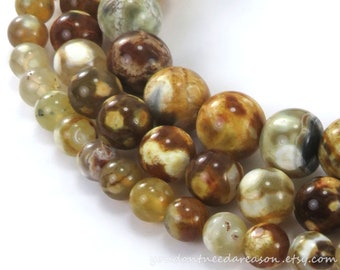 Fire Agate Smooth Round Beads – 6mm, 8mm, 10mm Natural Gemstones for Jewelry Making