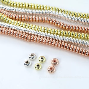 Silver Synthetic Hematite Rondelle Beads – 4x2mm Non-Magnetic Electroplated Spacer Beads, Approx. 170 Pcs