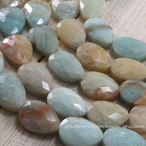 Faceted Teardrop Amazonite Beads for Jewelry Making Natural Gemstone Beads Approximate Size 18x13-13.5x5.5-6mm image 3