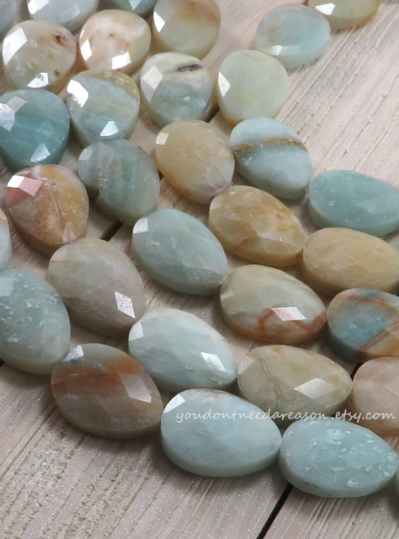 Faceted Teardrop Amazonite Beads for Jewelry Making Natural Gemstone Beads Approximate Size 18x13-13.5x5.5-6mm image 3