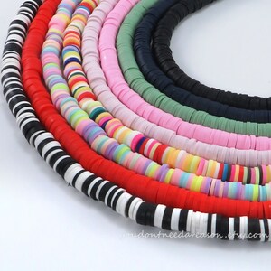 6mm Polymer Clay Heishi Beads – Flat Round Disc Beads for Jewelry Making – Colorful DIY Bracelet Supplies