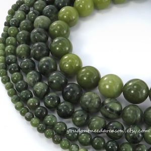 Round Green Taiwan Jade Beads | Natural Smooth Round Gemstone Beads | Green Gemstone Beads | Green Jade Beads 4mm 6mm 8mm 10mm 12mm