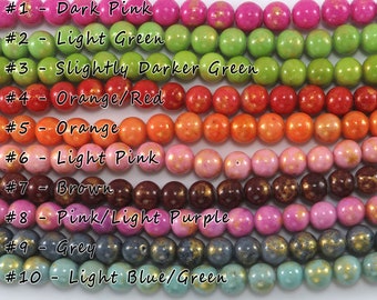 8mm Natural Mashan Jade Beads for Jewelry Making | Smooth Round Gemstone Beads | Colorful Mashan Jade Beads | Discontinued