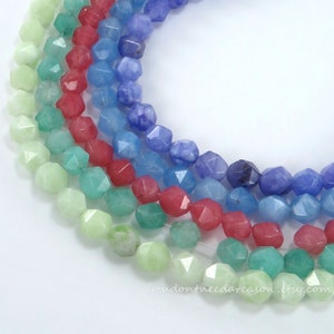 8mm Star Cut Jade Beads: Colorful Gemstone Jewelry Making