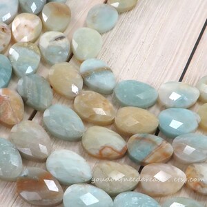 Faceted Teardrop Amazonite Beads for Jewelry Making Natural Gemstone Beads Approximate Size 18x13-13.5x5.5-6mm image 2