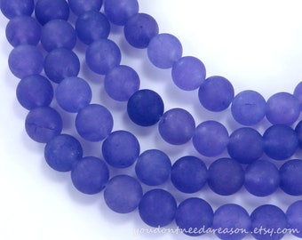Purple Frosted Natural Jade Gemstone Beads | Matte Purple Jade Beads | Jade Gemstone Beads 8mm