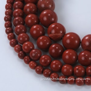 Natural Round Red Jasper Beads | Jasper Beads for Jewelry Making | Natural Gemstone Beads 4mm, 6mm, 8mm, 10mm