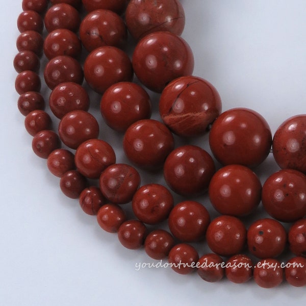 Natural Round Red Jasper Beads | Jasper Beads for Jewelry Making | Natural Gemstone Beads 4mm, 6mm, 8mm, 10mm