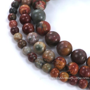 Round Picasso Jasper Gemstone Beads For Jewelry Making | Natural Gemstone Beads | Round Gemstone Beads 4mm, 6mm, 8mm, 10mm