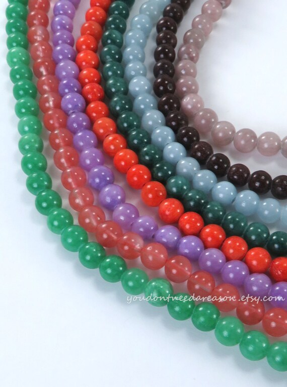 6mm Smooth Round Jade Gemstone Beads Colorful Jade Beads Natural Gemstone  Beads for Jewelry Making 