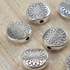 20pcs Antique Silver Tibetan Style Flower Beads: Alloy Spacer Beads