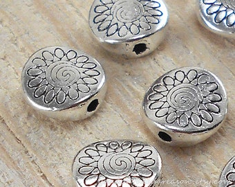 20 pcs Antique Silver Flat Round Tibetan Style Alloy Beads | Alloy Spacer Bead | Aprox Size 8.5mm x 3.5mm x 1.5mm