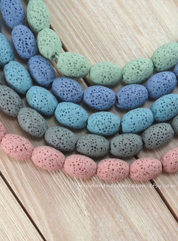 Oval Lava Beads for Jewelry Making Volcanic Rock Lava Beads Natural Lava  Rock Beads Aprox Size 12x8.5-9mm 