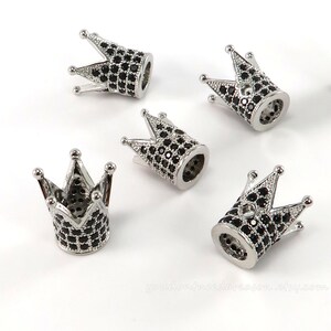 10pcs Brass Cubic Zirconia Crown Beads for Jewelry Making | CZ Crown Spacer Beads | Approximate size 13x12mm