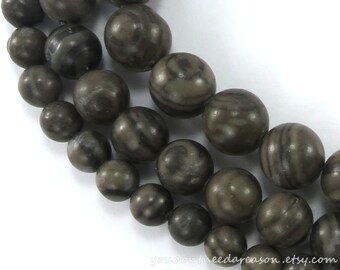 Black Round Wood Lace Stone Beads | Natural Round Gemstone | Black Gemstone Beads 6mm 8mm 10mm