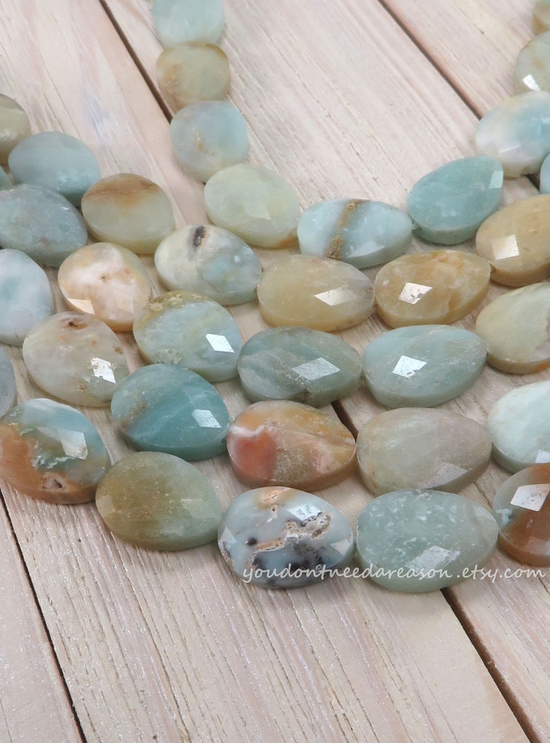 Faceted Teardrop Amazonite Beads for Jewelry Making Natural Gemstone Beads Approximate Size 18x13-13.5x5.5-6mm image 6