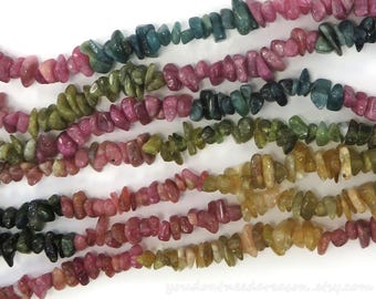 Natural Tourmaline Chip Beads: 15" Gemstone Strand for Jewelry Making
