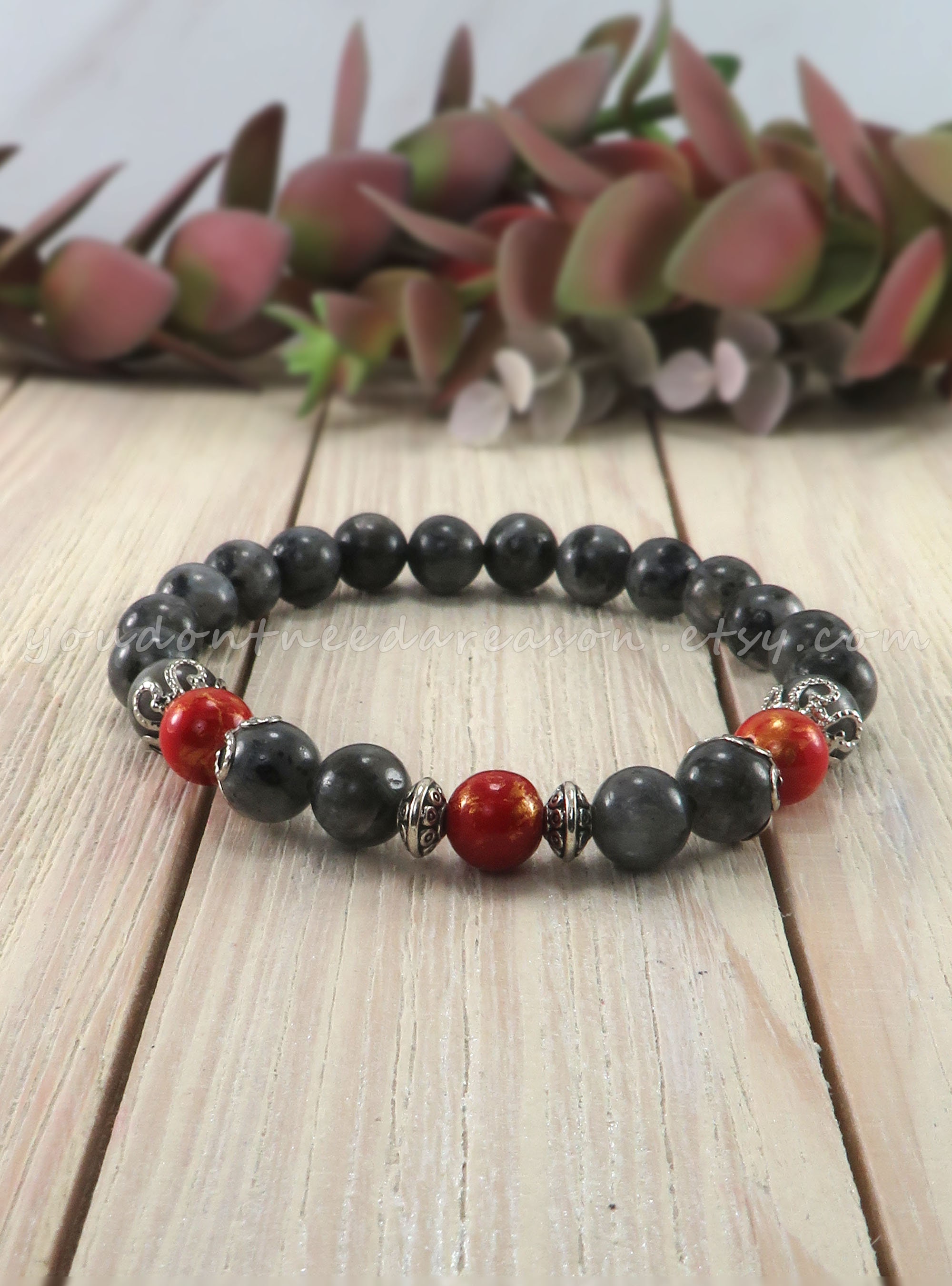 Red Mashan Jade and Labradorite Gemstone Bracelet Multi - Etsy