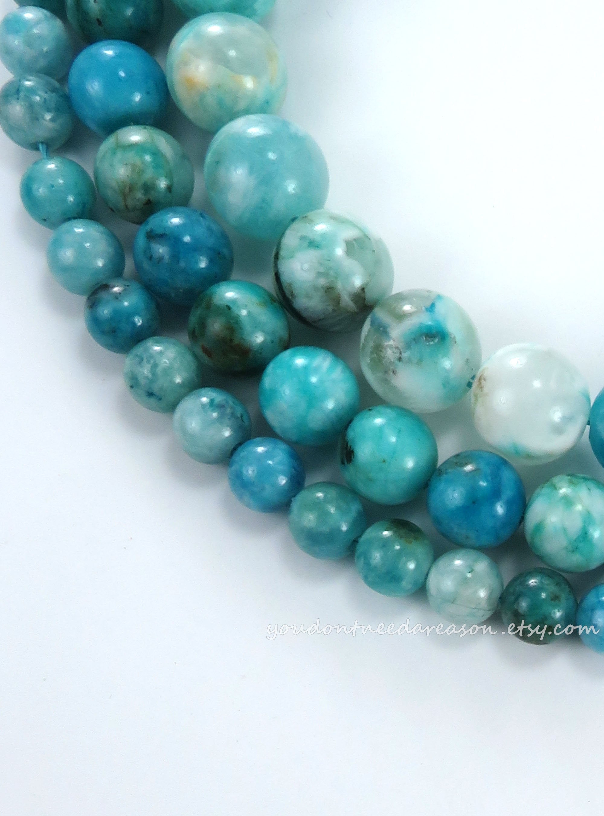 Natural Gemstone Blue Hemimorphite Round Spacer Beads For Jewellery Making 15UK - Foto 3