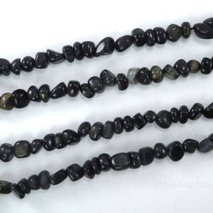 Black Tiger Eye Nugget Beads: 14&quot; Strand for Jewelry Making