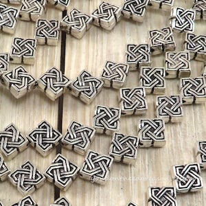 22pcs Antique Silver Tibetan Rhombus Spacer Beads (7x4mm)