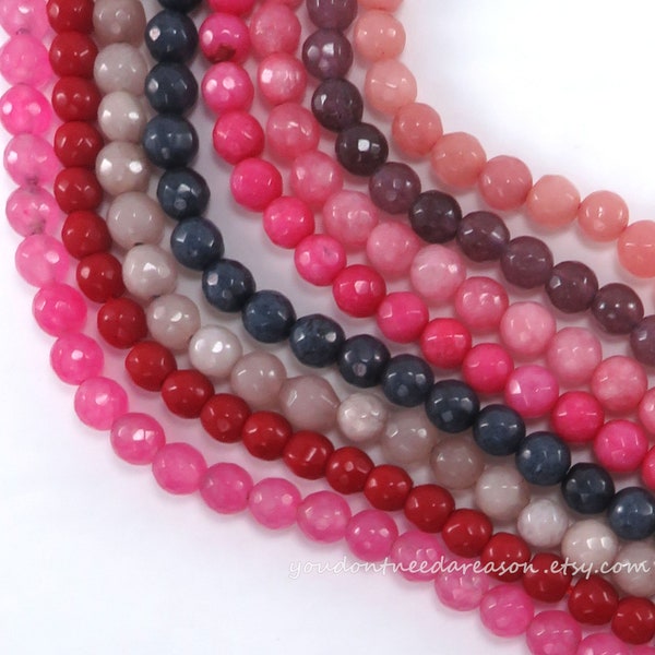 6mm Faceted Round Natural Jade Beads for Jewelry Making | Natural Gemstone Beads