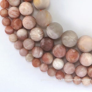 Frosted Sunstone Beads – 6mm, 8mm, 10mm Matte Round Natural Gemstones for Jewelry Making
