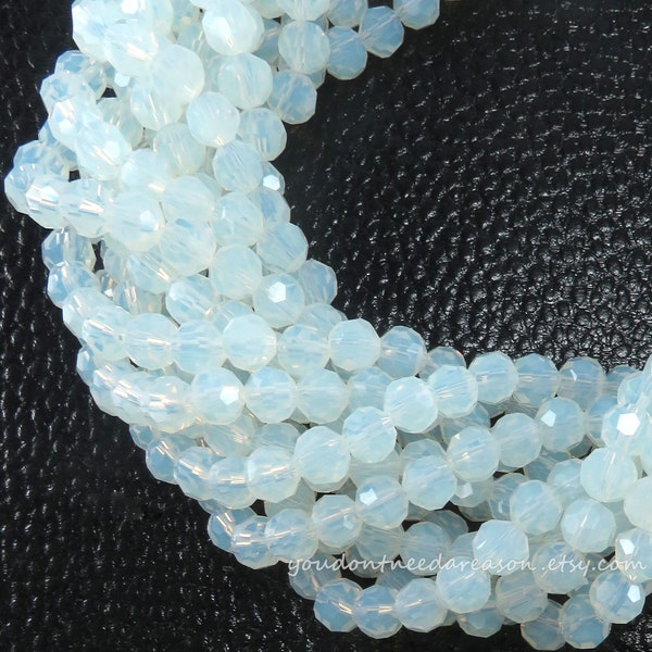 Faceted Round Opalite Beads | Gemstone Beads | Faceted Round Beads | Beads for Jewelry Making 4mm 6mm