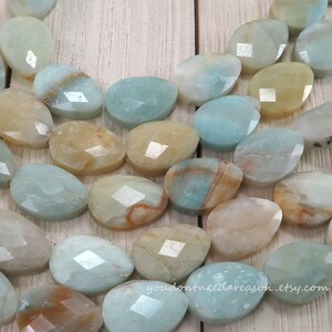 Faceted Teardrop Amazonite Beads for Jewelry Making Natural Gemstone Beads Approximate Size 18x13-13.5x5.5-6mm image 5