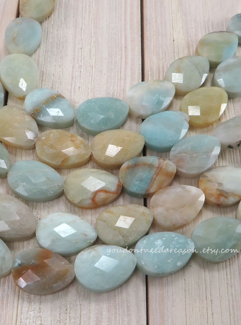 Faceted Teardrop Amazonite Beads for Jewelry Making Natural Gemstone Beads Approximate Size 18x13-13.5x5.5-6mm image 5