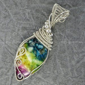 Handcrafted Druzy Agate Pendant: Sterling Silver Wire Wrapped Necklace