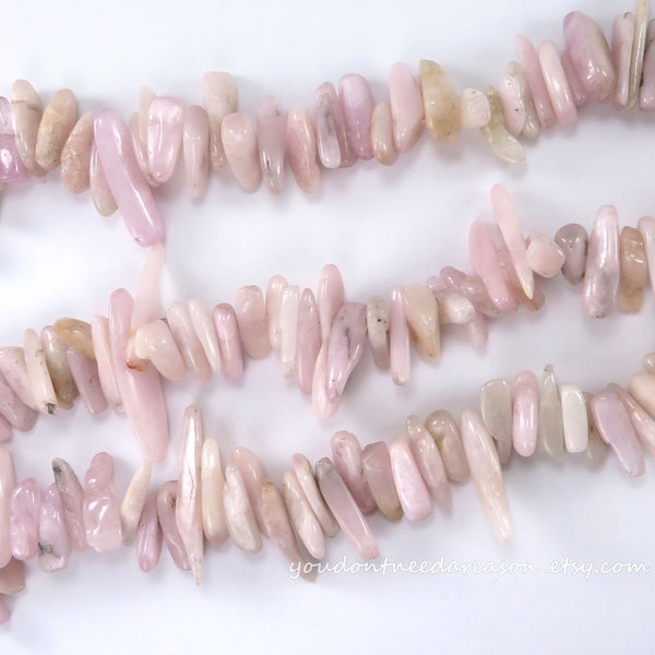 Kunzite Chip Beads for Jewelry Making; 15" Strand | Gemstone Chip Beads | Approximate Chip Size is 8-30x5-12mm