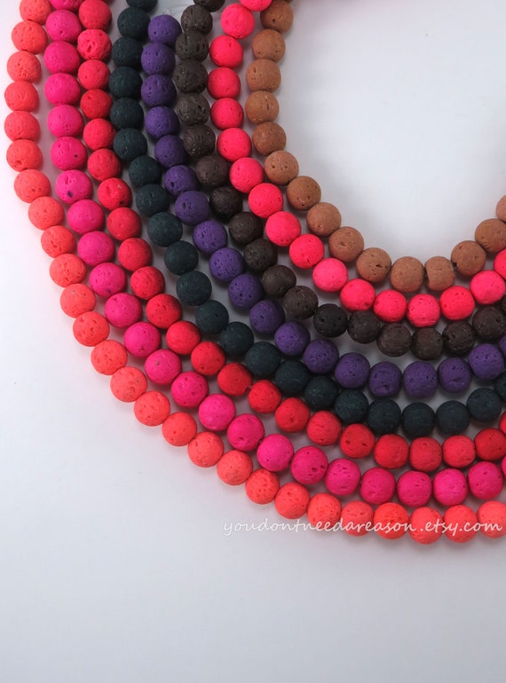 8mm Colored Round Lava Beads for Jewelry Making Unwaxed Lava Stone Beads 