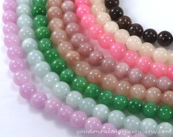 6mm Smooth Round Jade Gemstone Beads | Colorful Jade Beads | Natural Gemstone Beads for Jewelry Making