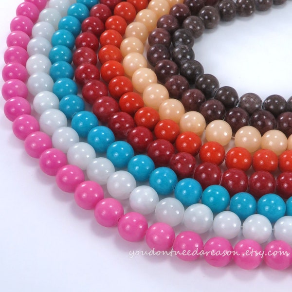 10mm Smooth Round Jade Gemstone Beads | Colorful Jade Beads | Natural Gemstone Beads for Jewelry Making