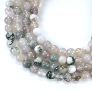 Pale Natural Tree Agate Round Beads | Natural Gemstone Beads | Round Agate Beads | Round Gemstone Beads 4mm, 6mm
