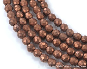 4mm Synthetic Hematite Faceted Round Beads | Electroplate Synthetic Hematite Beads | Approximate bead size is 4mm
