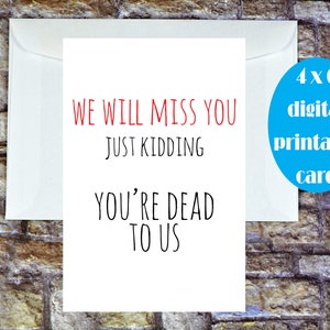 Going Away Card, Farewell Card, Funny Goodbye Card, Leaving Card, Funny Farewell Card, Retirement Card, Travel Card, Printable Farewell