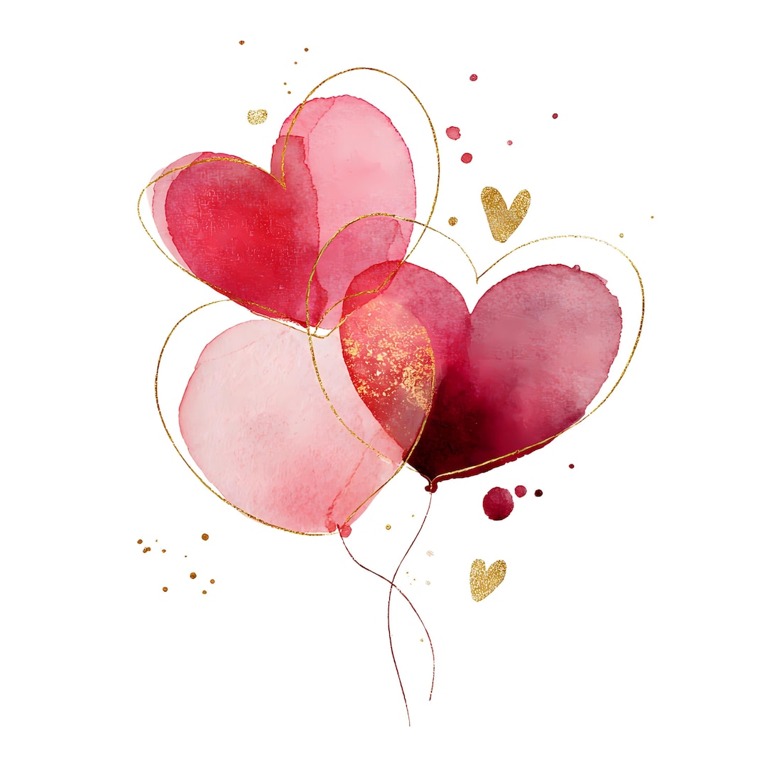 Love Hearts Clipart, 10 Valentine's Day Pngs, Card Making, Junk ...