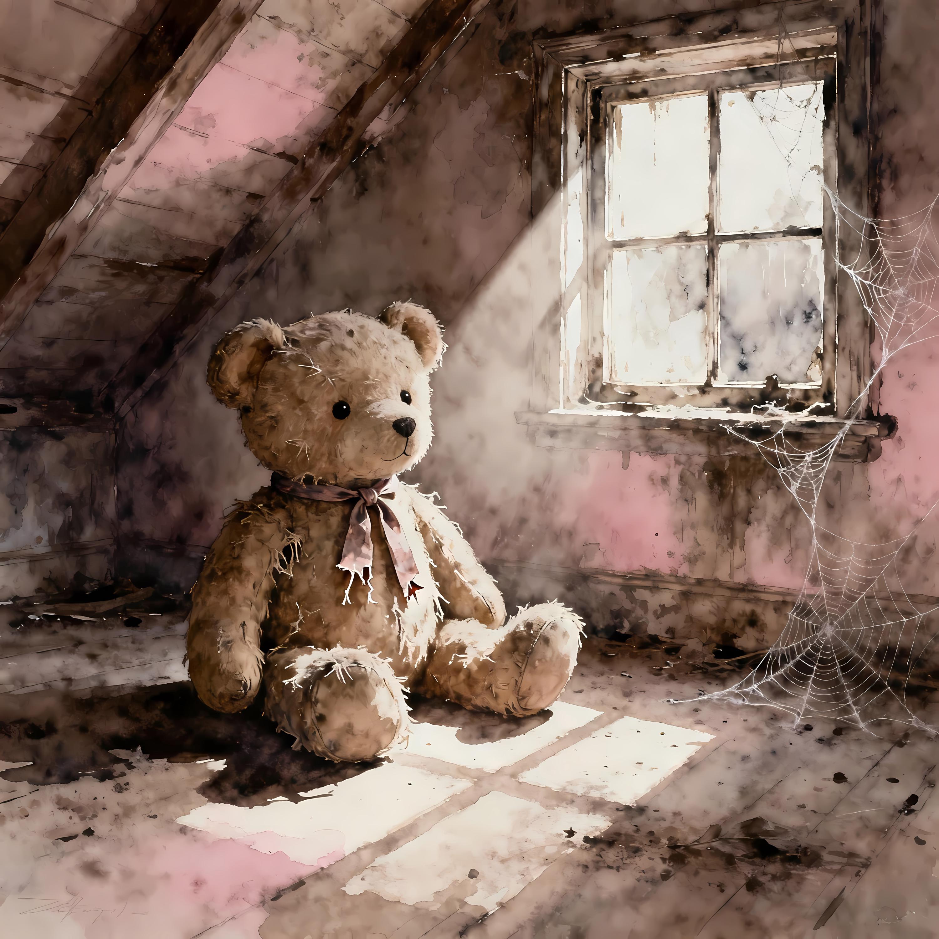 Teddy Bear in Attic Clipart, 10 Watercolor JPG Images, Scrapbooking ...