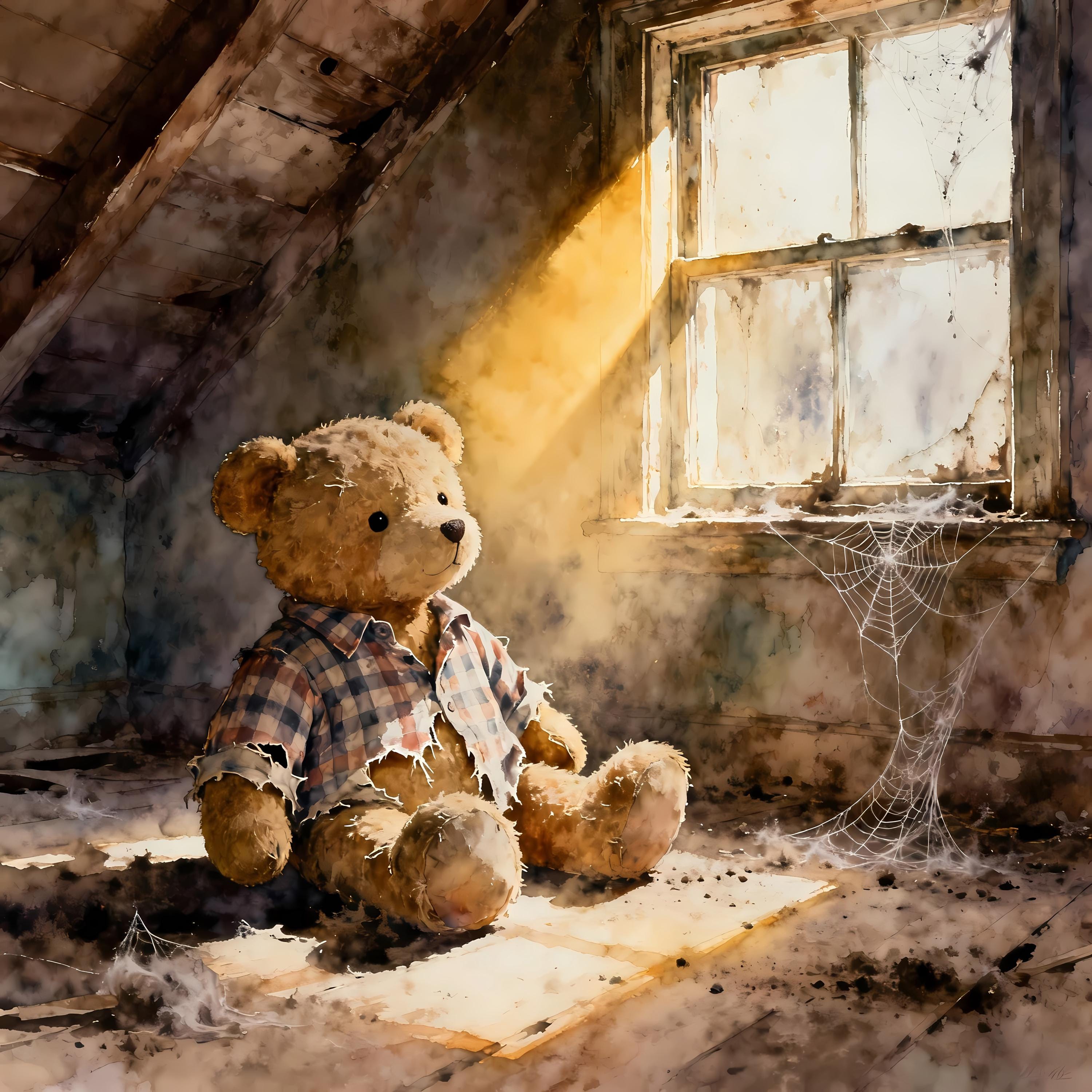 Teddy Bear in Attic Clipart, 10 Watercolor JPG Images, Scrapbooking ...