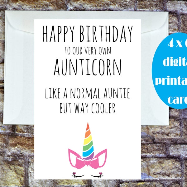 Birthday Card For Aunt, Auntie Birthday Card, Best Auntie Ever Card, Aunty Birthday, Happy Birthday Auntie, Cute, Funny, Gift, Printable