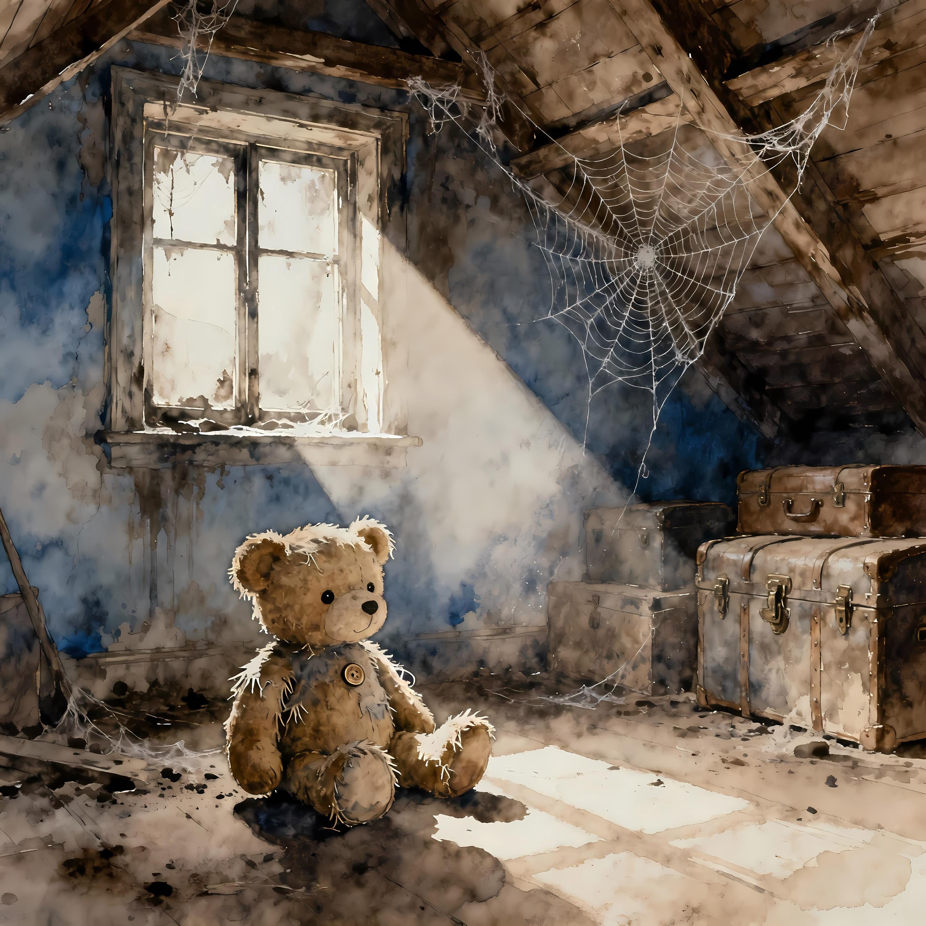 Teddy Bear in Attic Clipart, 10 Watercolor JPG Images, Scrapbooking ...