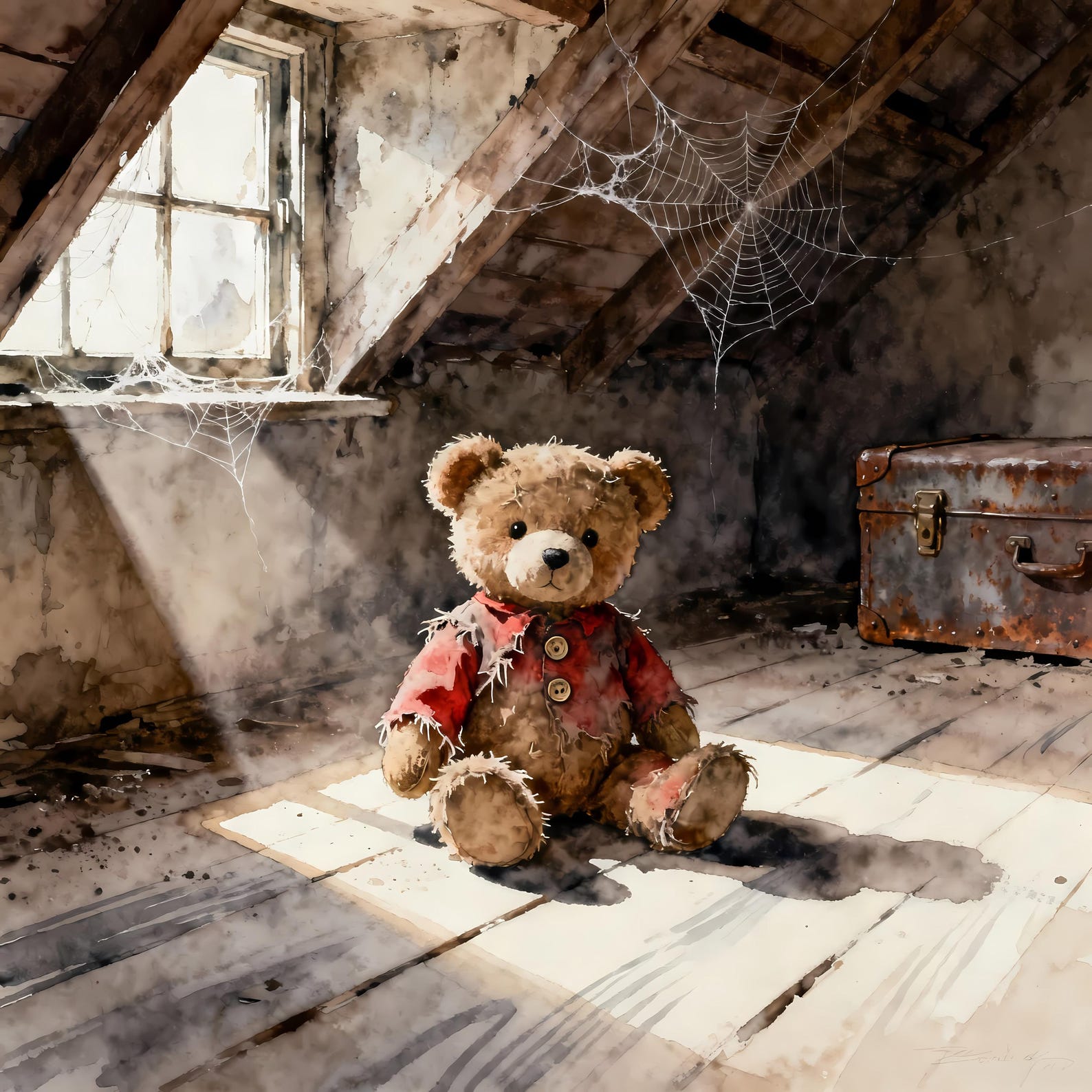 Teddy Bear in Attic Clipart, 10 Watercolor JPG Images, Scrapbooking ...