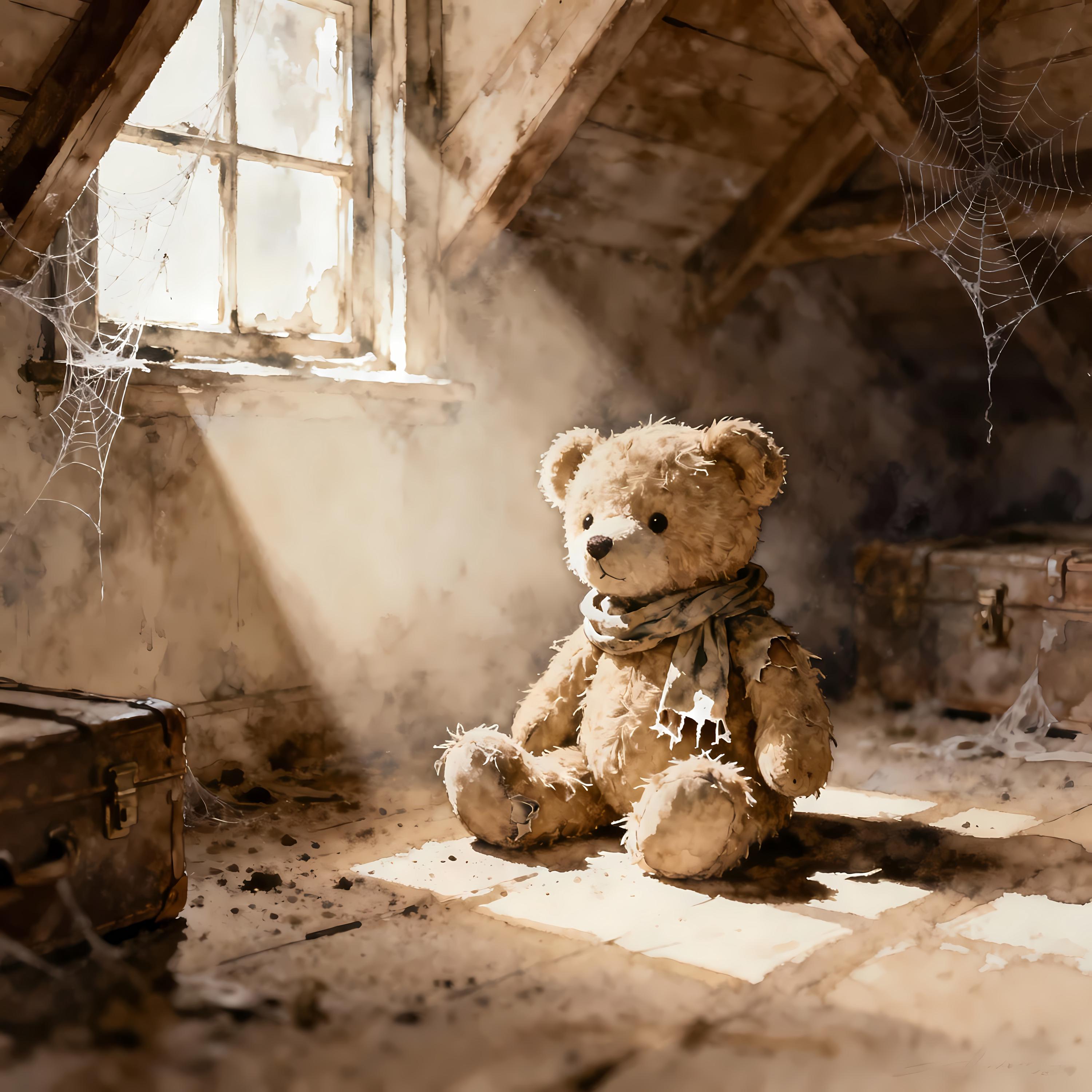Teddy Bear in Attic Clipart, 10 Watercolor JPG Images, Scrapbooking ...
