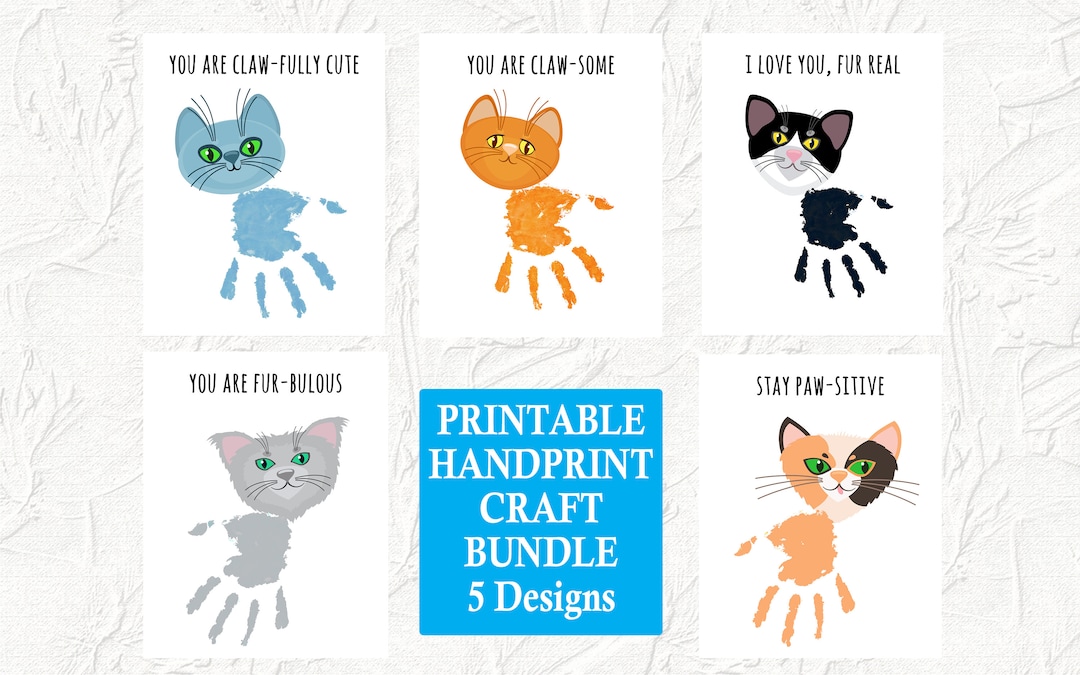 Printable Cat Handprint Craft Animals Handprint Art Bundle